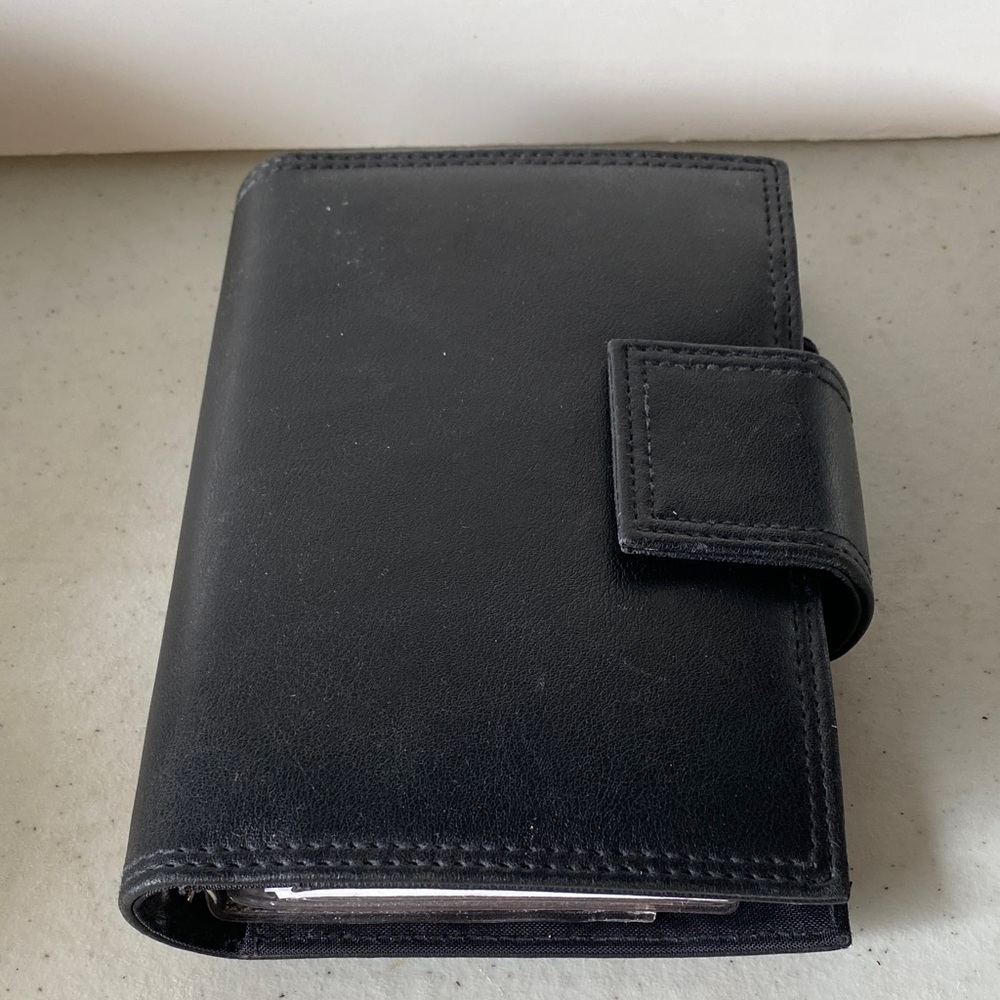 Vintage 2004 Black Leather Day Timer Organizer with Calculator - Picture 2 of 5